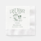 沿岸バチェロレッテカクテルパーティーグリーン 縁ありカクテルナプキン (正面)