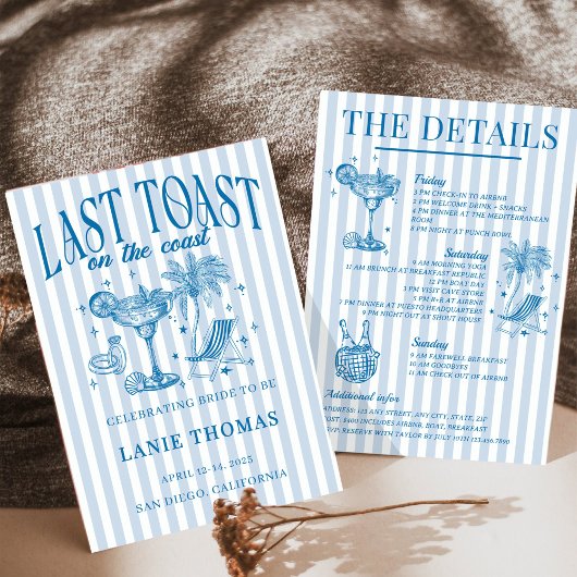 沿岸バチェロレッテカクテルパーティーブルー 招待状