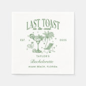 沿岸バチェロレッテモダンカクテルパーティーグリーン スタンダードカクテルナプキン (正面)