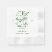 沿岸バチェロレッテモダンカクテルパーティーグリーン 縁ありカクテルナプキン (正面)