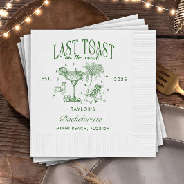 沿岸バチェロレッテモダンカクテルパーティーグリーン 縁ありカクテルナプキン