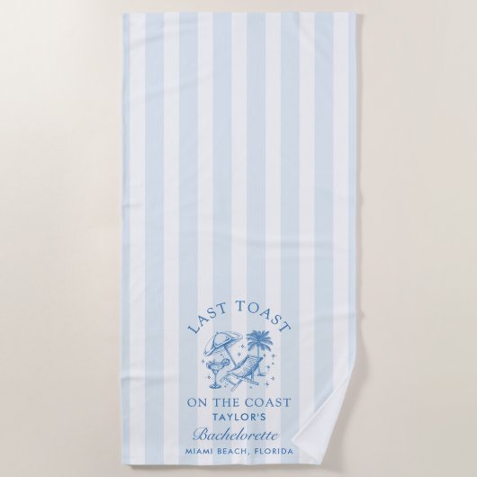 沿岸バチェロレッテモダンカクテルパーティーブルービー ビーチタオル (正面)