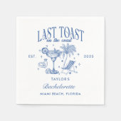 沿岸バチェロレッテモダンカクテルパーティーブルー スタンダードカクテルナプキン (正面)