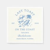 沿岸バチェロレッテモダンカクテルパーティーブルー スタンダードカクテルナプキン (正面)