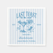 沿岸バチェロレッテモダンカクテルパーティーブルー スタンダードカクテルナプキン (正面)