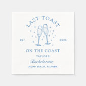 沿岸バチェロレッテモダンカクテルパーティーブルー スタンダードカクテルナプキン (正面)