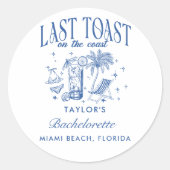 沿岸バチェロレッテモダンカクテルパーティーブルー ラウンドシール (正面)
