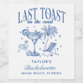 沿岸バチェロレッテモダンカクテルパーティーブルー ワインラベル (シングルラベル)