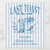 沿岸バチェロレッテモダンカクテルパーティーブルー ワインラベル (シングルラベル)