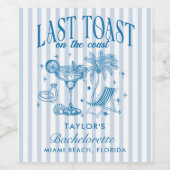 沿岸バチェロレッテモダンカクテルパーティーブルー ワインラベル (シングルラベル)