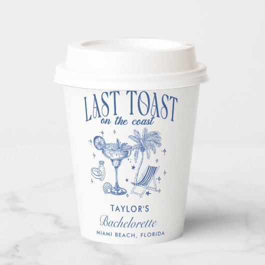 沿岸バチェロレッテモダンカクテルパーティーブルー 紙コップ (正面)