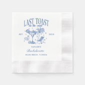 沿岸バチェロレッテモダンカクテルパーティーブルー 縁ありカクテルナプキン (正面)