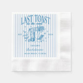 沿岸バチェロレッテモダンカクテルパーティーブルー 縁ありカクテルナプキン (正面)