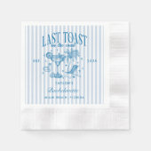 沿岸バチェロレッテモダンカクテルパーティーブルー 縁ありカクテルナプキン (正面)