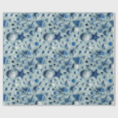 沿岸ヒトデおよび貝殻のビーチの写真のインディゴ ラッピングペーパー (フラット)