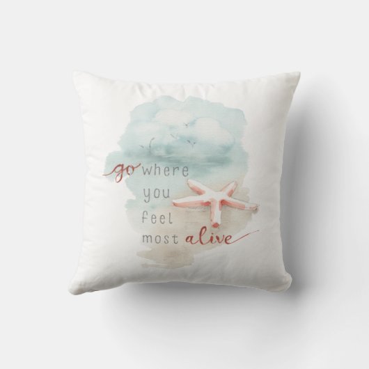 沿岸ヒトデビーチ水彩引用文 クッション (裏面)