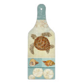 沿岸ビーチの海の海岸のコラージュのウミガメ カッティングボード (正面)