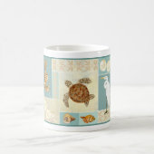 沿岸ビーチの海の海岸のコラージュのウミガメ コーヒーマグカップ (中央)