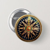 沿岸ビーチの航海ので旧式なコンパス 缶バッジ (正面&裏面)