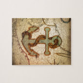 沿岸ビーチの航海のな地図のヴィンテージのいかり ジグソーパズル (横)
