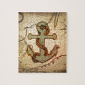 沿岸ビーチの航海のな地図のヴィンテージのいかり ジグソーパズル (縦)