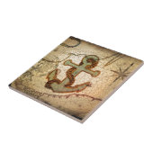 沿岸ビーチの航海のな地図のヴィンテージのいかり タイル (側面)