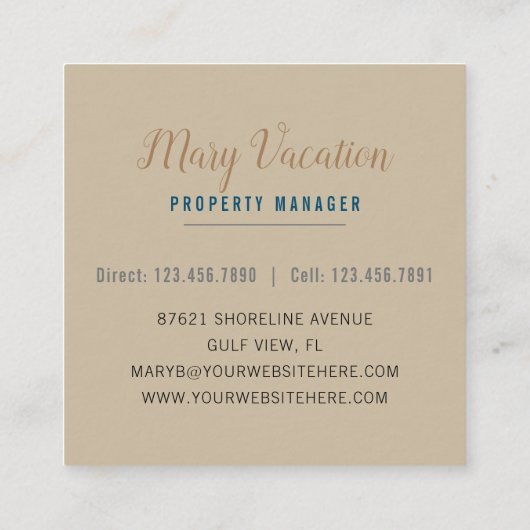 沿岸ビーチアートバケーションレンタル スクエア名刺 (裏面)