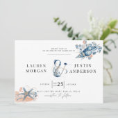 沿岸ビーチエレガントウェディング招待状 招待状 (スタンド正面)