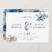 沿岸ビーチエレガントウェディング招待状 招待状 (正面/裏面)