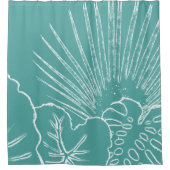 沿岸ビーチガルフトロピカルリーフモダンラインアート シャワーカーテン (正面)