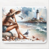 沿岸ビーチガール&ライトハウス マウスパッド (正面)