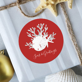 沿岸ビーチクリスマス紅海と挨拶 ラウンドシール