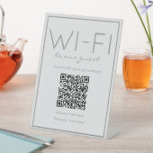 沿岸ビーチグレーWi-Fi QRコードゲストテーブルサイン 台座サイン (インサイチュ)