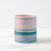 沿岸ビーチサンライズ青ピンクグリーン二音マグカップ マグカップ (中央)