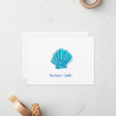 沿岸ビーチシェルブルーサンキューユーカスタム ノートカード (正面/裏面インサイチュ)