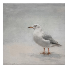 沿岸ビーチシーガルランドスケープ ポスター