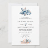 沿岸ビーチシーシェルエレガントなウェディング招待状 招待状 (正面)