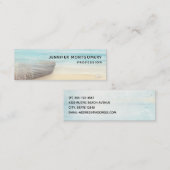 沿岸ビーチシーンとウッドローボートミニビジネス スキニー名刺 (正面/裏面)