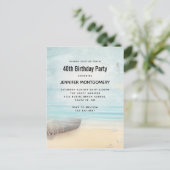 沿岸ビーチシーンとボート&ライトハウス インビテーションポストカード (スタンド正面)