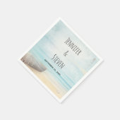 沿岸ビーチシーンと魚釣りボート結婚ズ スタンダードカクテルナプキン (角)