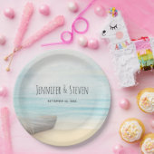 沿岸ビーチシーンと魚釣りボート結婚ズ ペーパープレート (パーティー)