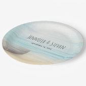 沿岸ビーチシーンと魚釣りボート結婚ズ ペーパープレート (アングル)