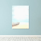 沿岸ビーチシーンと魚釣りボート キャンバスプリント (インサイチュ (ウッドフロア))