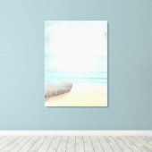 沿岸ビーチシーンと魚釣りボート キャンバスプリント (インサイチュ (ウッドフロア))