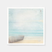 沿岸ビーチシーンと魚釣りボート スタンダードカクテルナプキン (正面)