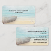 沿岸ビーチシーンと魚釣りボート 名刺 (正面/裏面)