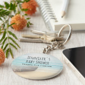 沿岸ビーチシーン航海のベビーシャワー感謝してい キーホルダー (側面)