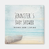 沿岸ビーチシ航海のーンをテーマにした赤ちゃんシャワー マグネット (正面)