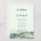 沿岸ビーチタイドプールシーグリーンモダン結婚ズ 招待状 (正面)