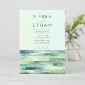 沿岸ビーチタイドプールシーモダンストライプズ結婚ス 招待状 (スタンド正面)